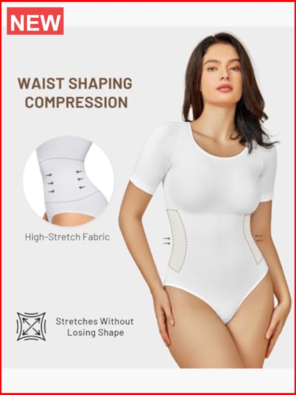 Seamless Shapewear Bodysuit Tummy Control Slimming Short Sleeve - Picture 2 of 7